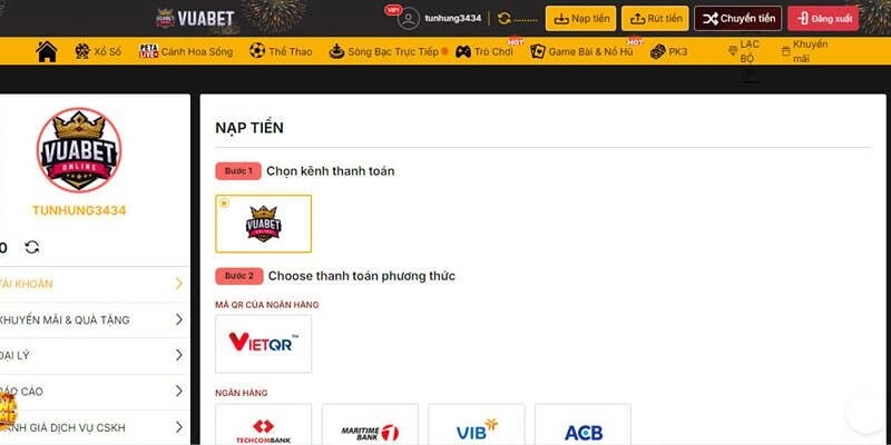 Hướng dẫn nạp tiền vuabet chuẩn